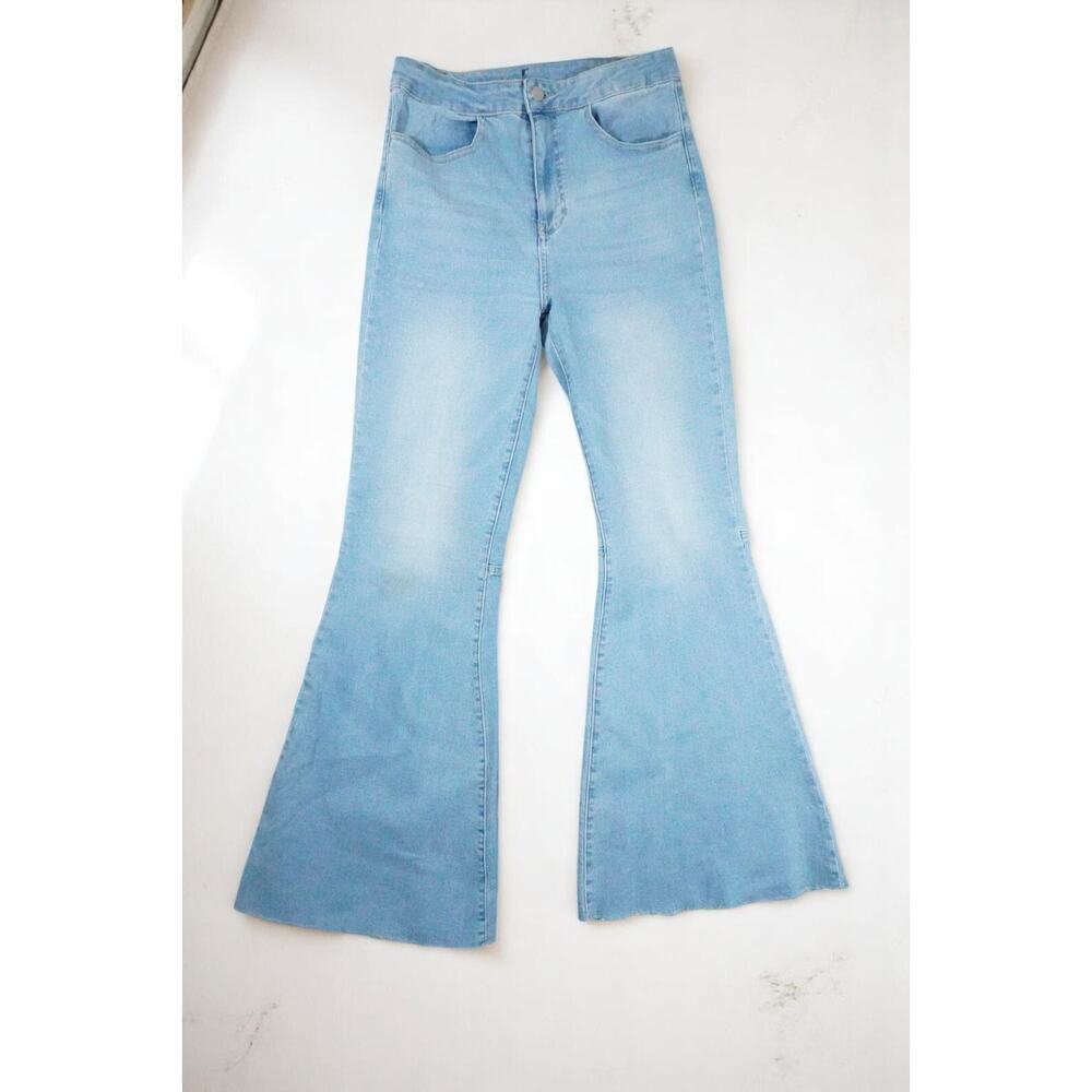Simple Society High Waist Flare Jeans – Light Wash – Size Not Tagged – Y2K 70s 9